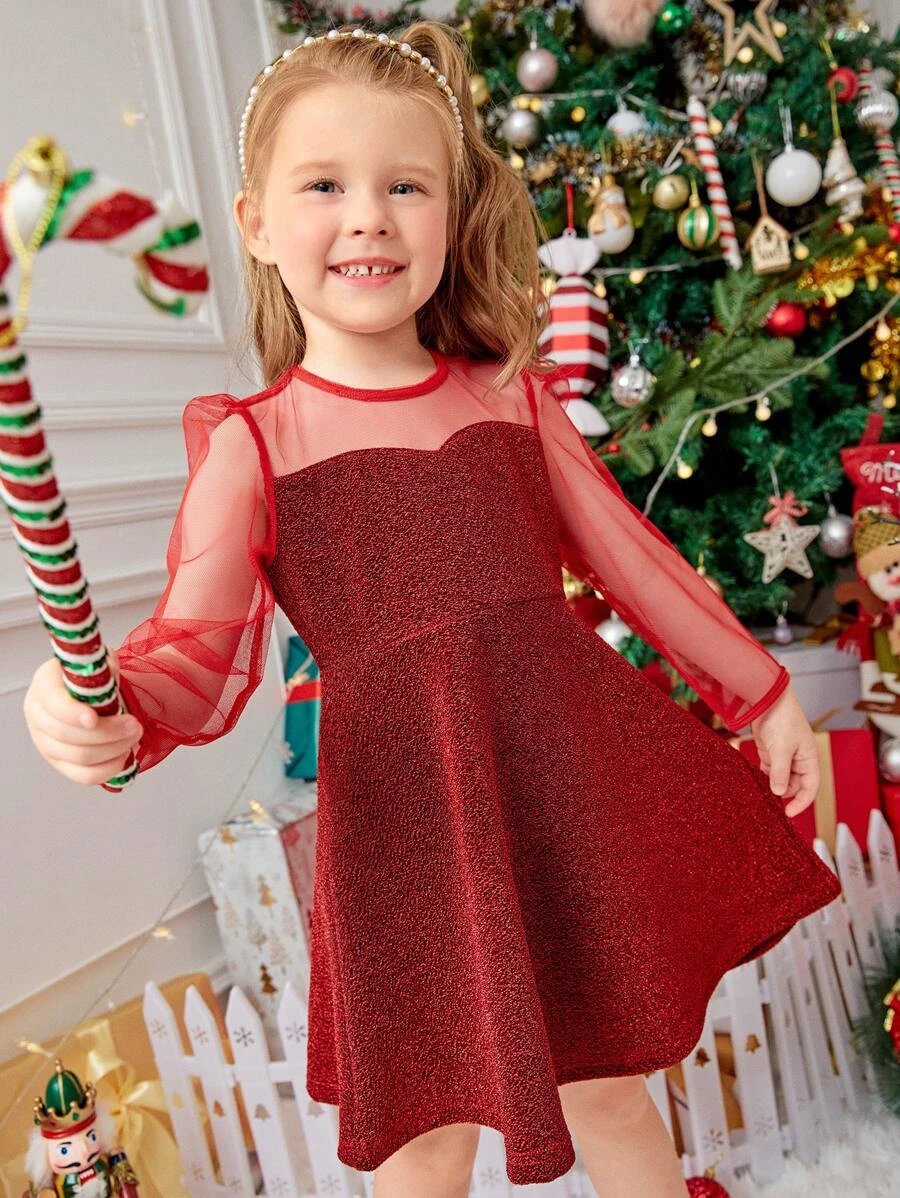 เดรส เด็กเล็กผู้หญิง 1 ชิ้น กลิตเตอร์ ผ้าโปร่ง a-26