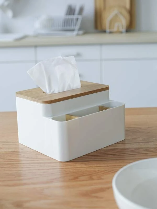 กล่องเก็บรีโมทคอนโทรล พลาสติก เนื้อเยื่อ จัดเก็บ นอร์ดิก ลายไม้เทียม มัลติฟังก์ชั่น สำหรับ โต๊ะ 1 ชิ้น  nn-40