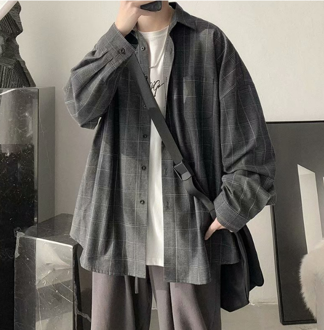 (ส#008) เสื้อเชิ้ตลายสก๊อตวินเทจผู้ชายแฟชั่นแบรนด์เสื้อลําลองรุ่นเกาหลีเสื้อโค้ทสไตล์ท่าเรือ BOY067