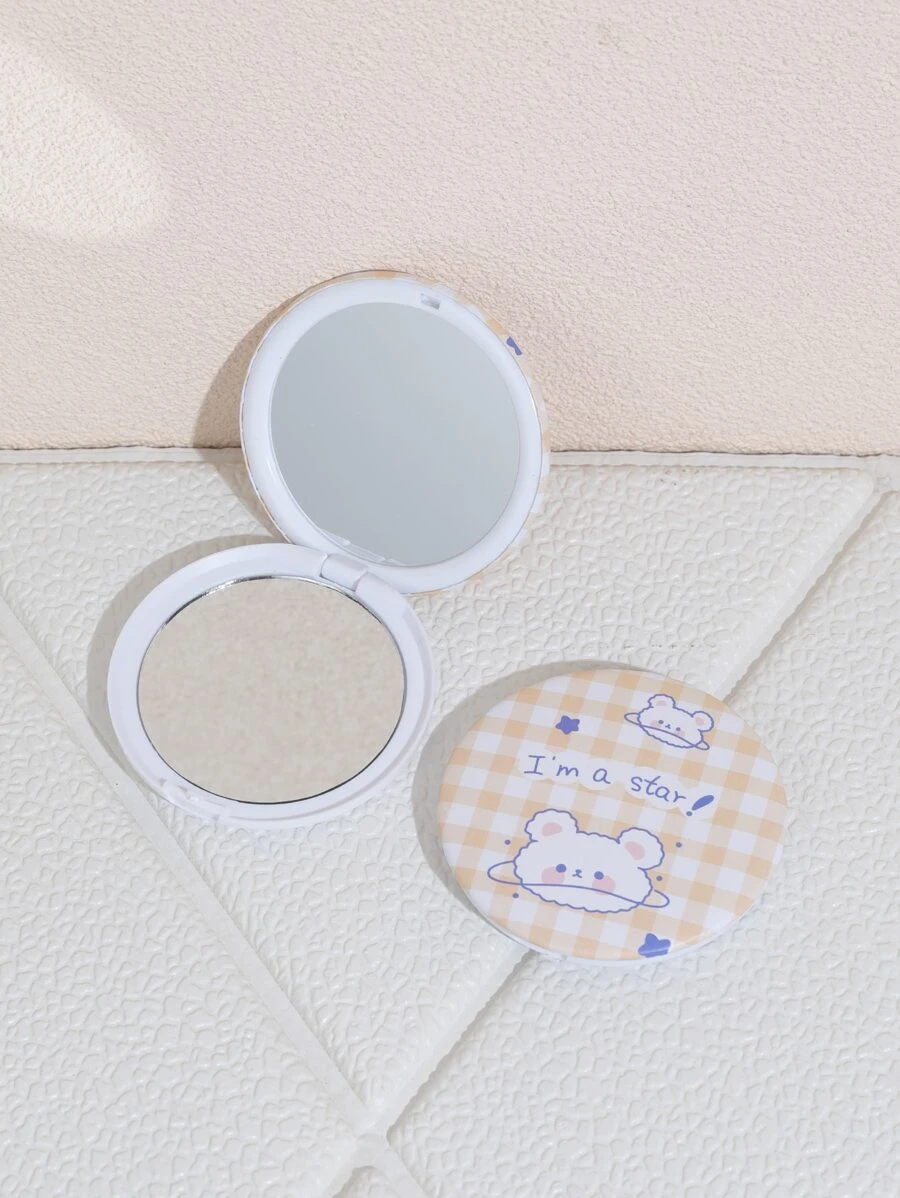 กระจก 1 ชิ้น ลายการ์ตูน และ ลายสโลแกนกราฟิก พับได้  k-49