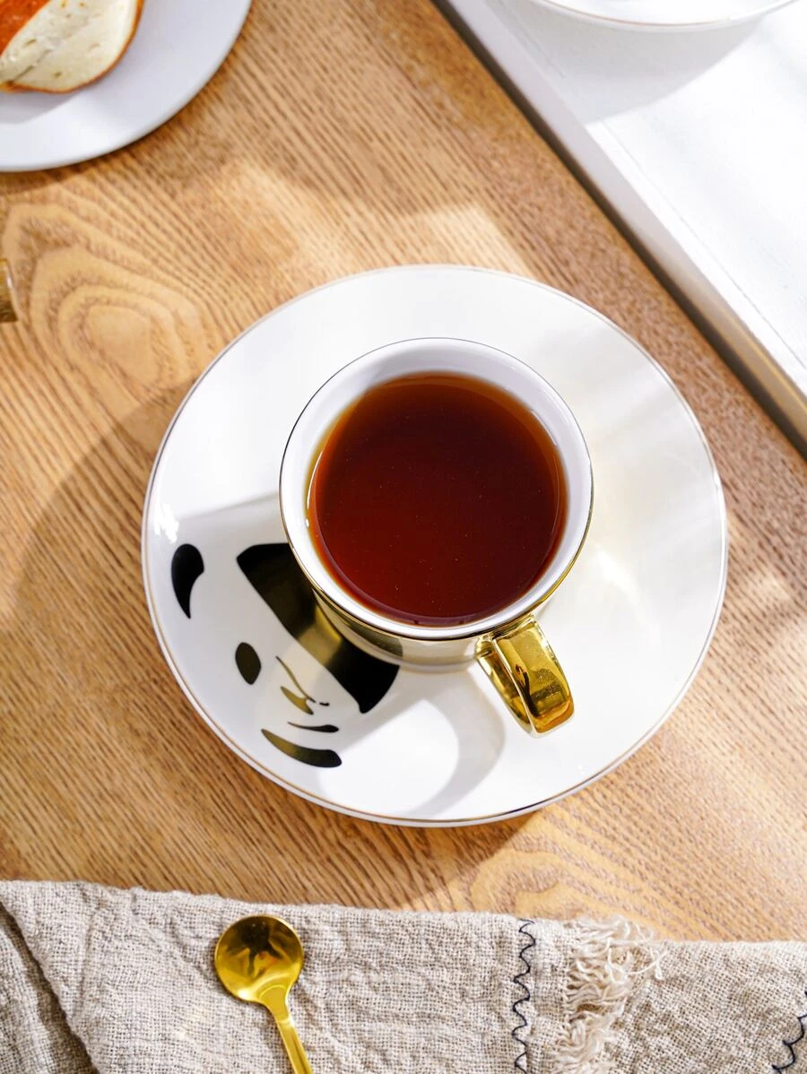 1 ชิ้น แก้วมัค ลายหมีแพนด้า & 1 ชิ้น จาน  oo-181