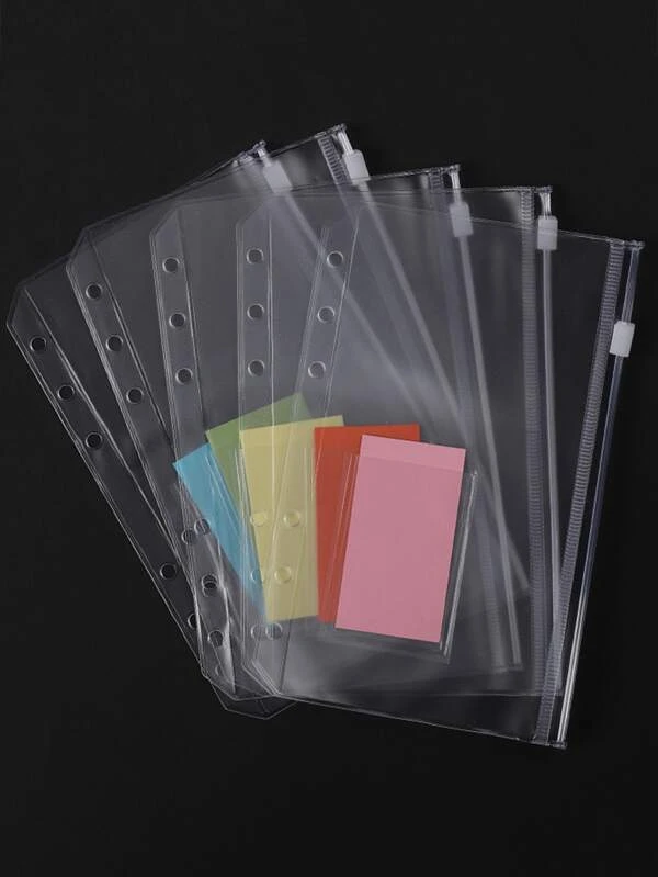 5 ชิ้น โปร่งใส เปลือกหนังสือใบหลวม กระเป๋าแฟ้ม พร้อม 5 ชิ้น แท็ก f-17