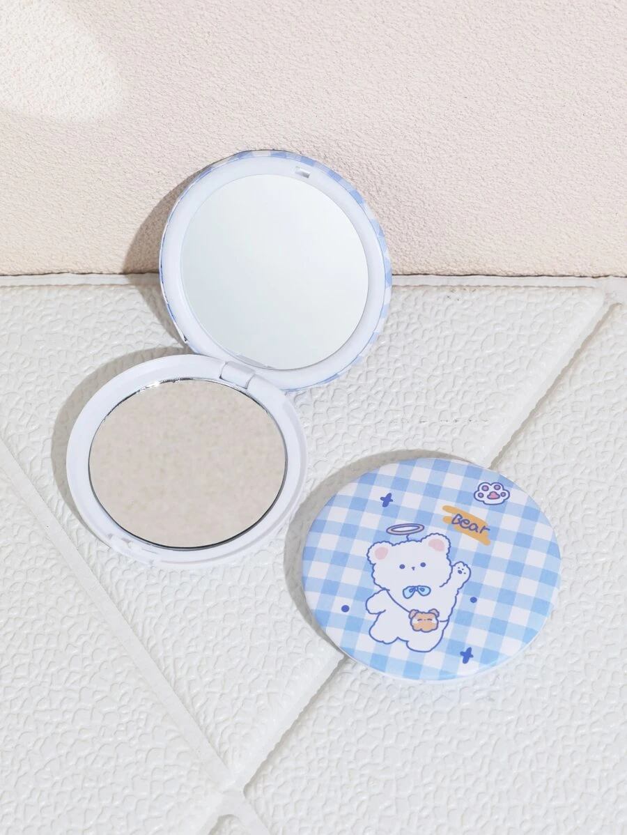 กระจกพับได้ การ์ตูน หมี & ลายกิงแฮม 1 ชิ้น  k-37