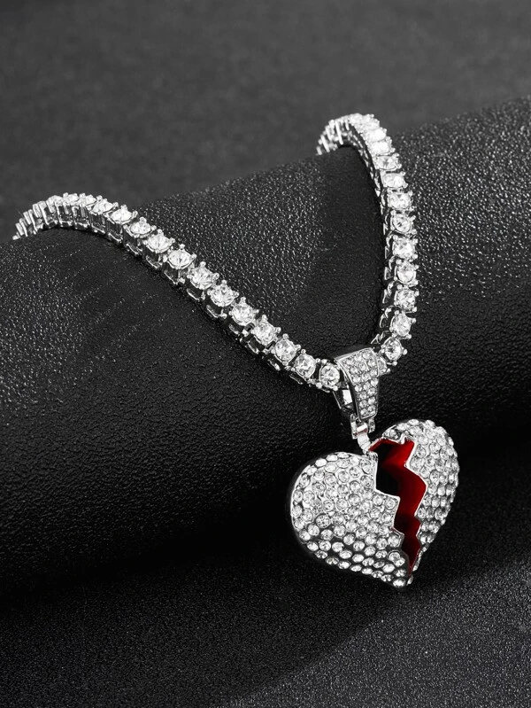 ผู้ชาย สร้อยคอ พลอยเทียม จี้รูปหัวใจ kk-202