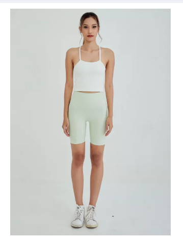 SF16-Ribbed Reversible Crop top (Pine ) - เสื้อสายเดียว เสริมฟองน้ำสีเขีียวอ่อนและขาว / เสื้อออกกำลังกาย เสื้อผ้าโยคะ เล่นกีฬา