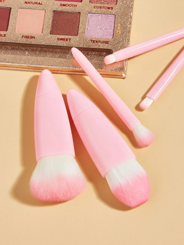 5 ชิ้น พกพาได้ เซ็ต แปรงแต่งหน้า พร้อม กล่องเก็บของ e-94