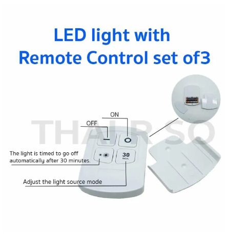 ROB81-ไฟติดผนัง LED พร้อมรีโมท LED LIGHT WITH SET OF 3 ปรับลดความสว่างได้(ชุด 3 ชิ้น)