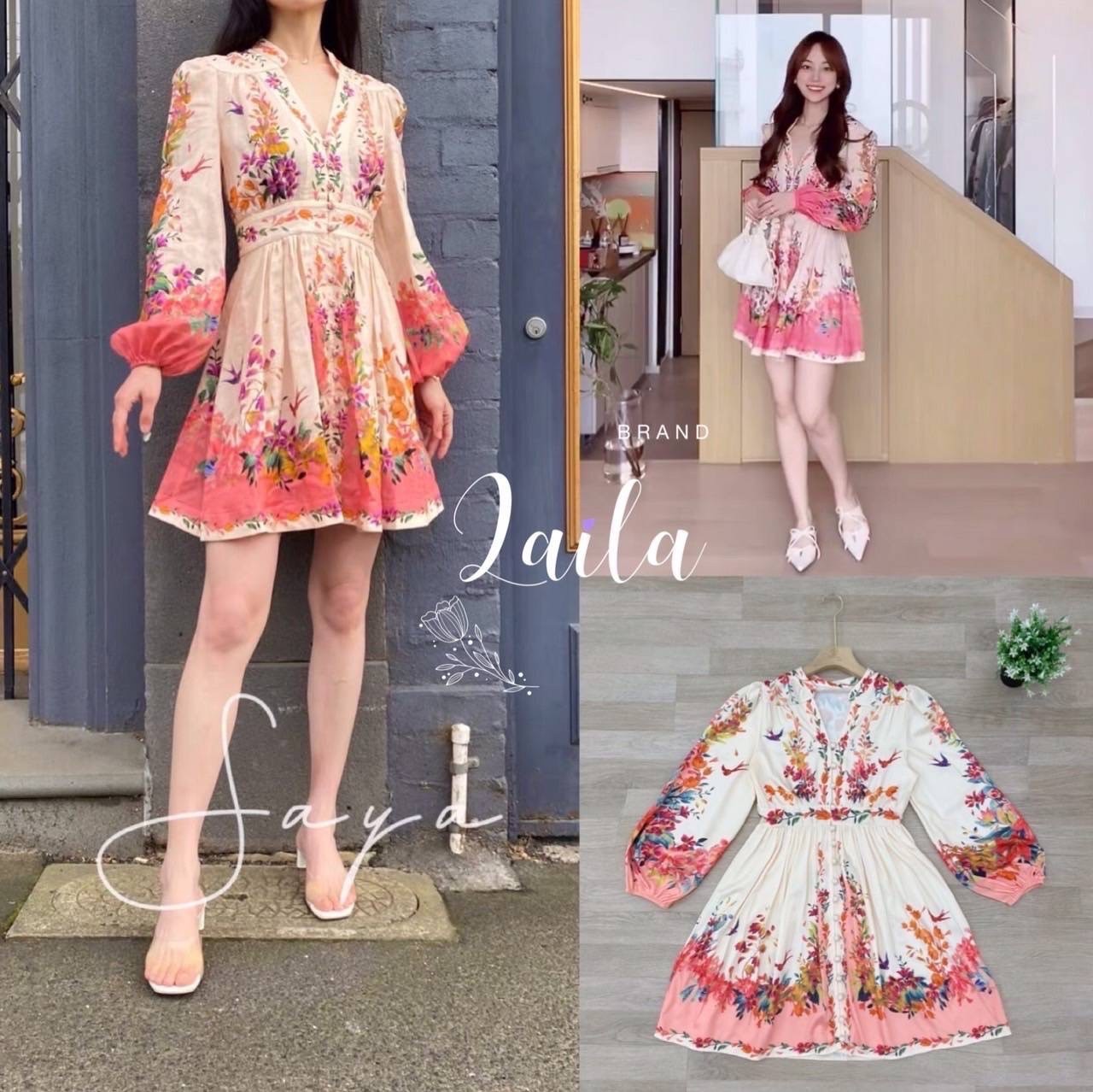 เดรสโบฮีเมียนพิมพ์ลาย ทรงสวย  ส-90