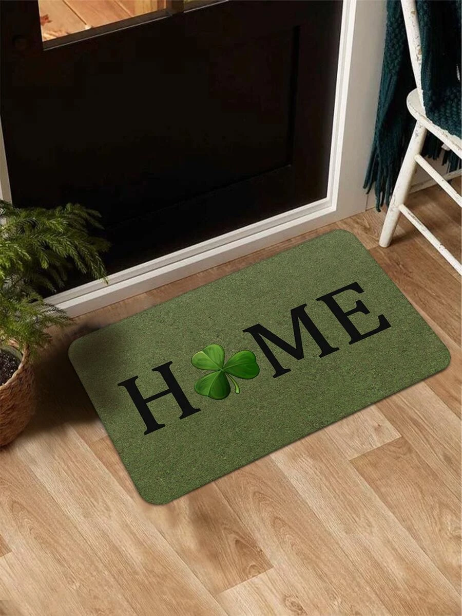 พรมหน้าประตู โคลเวอร์สี่ใบ & กราฟฟิค ตัวอักษร กันลื่น 1 ชิ้น jj-27