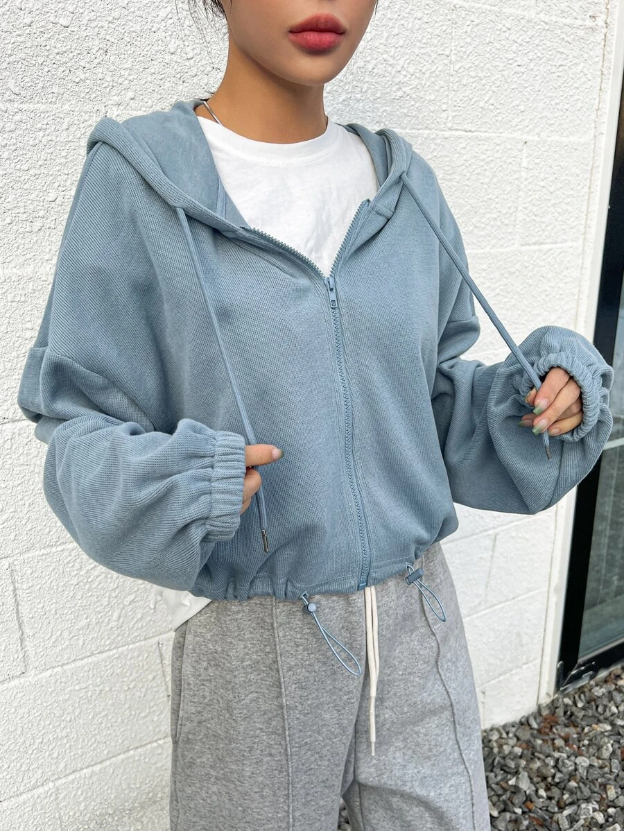 ฮู้ดดี้ ปิดซิป ชายเสื้อรูด ไหล่ตก  cc-42