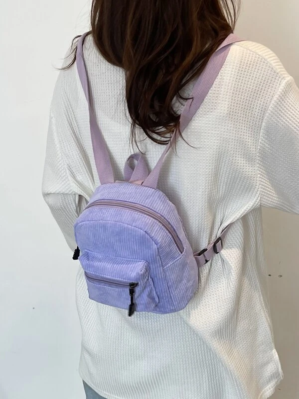 กระเป๋าเป้สะพายหลัง กระเป๋าด้านหน้า ผ้าลูกฟูก  ll-33