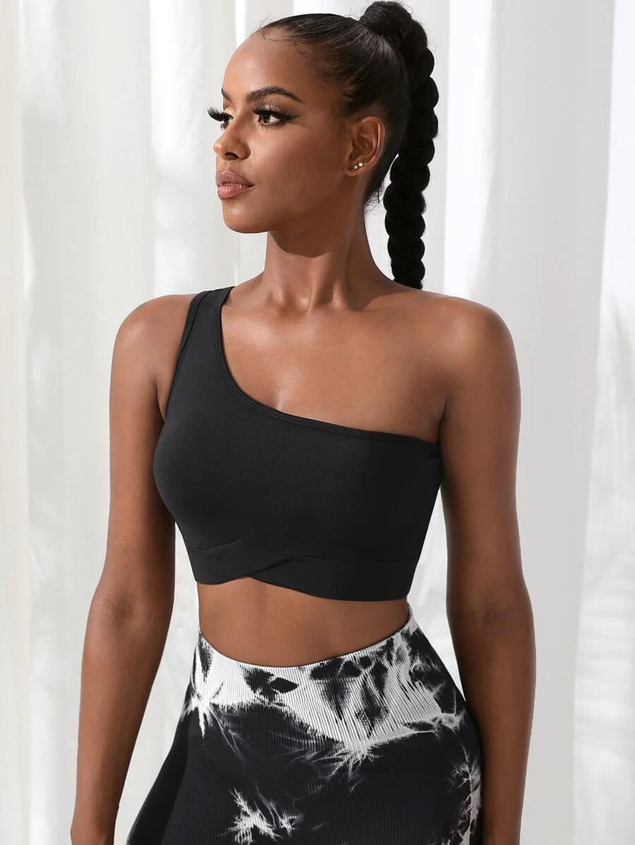 เสื้อกล้าม กีฬา ไหล่ข้างเดียว พันชายเสื้อ ครอป aa-51