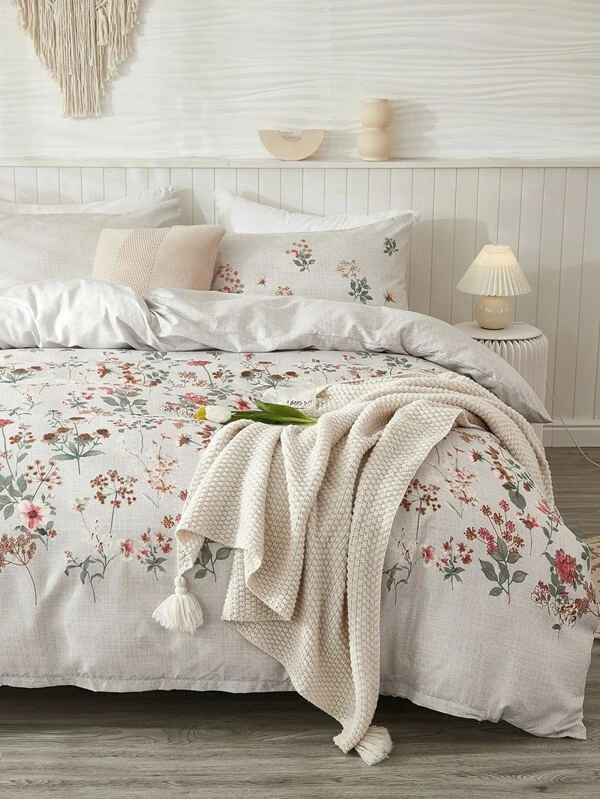 ชุดปลอกผ้านวม ไม่มีฟิลเลอร์ พิมพ์ลาย ดอกไม้ t-45