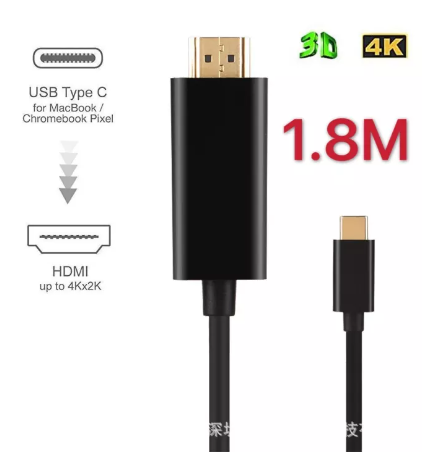 GE76-Usb C to Hdmi Adapter, Usb 3.1 Type C to Hdmi 1.8M 4K Converter Compatible for Mas Os/Win7 8 10 Xp, Plug and Play
