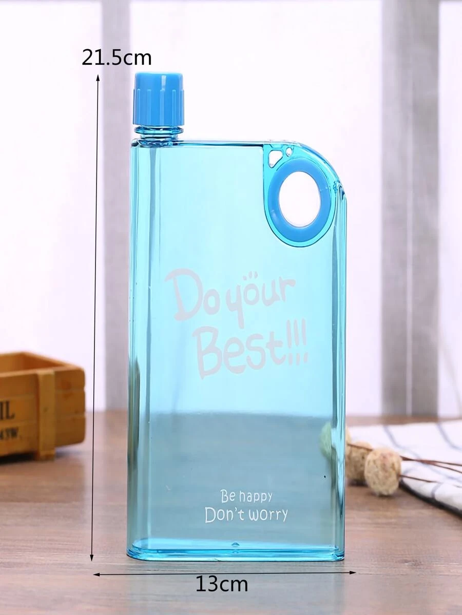 ขวดน้ำ 1 ชิ้น 380ml พลาสติก แบบพกพา ขวดน้ำ สร้างสรรค์ ลายสโลแกนกราฟิก หลากสี สมุด สำหรับ กลางแจ้ง ยิม  oo-224