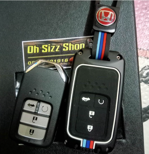 K74-เคสโลหะดำด้านรีโมทรถ Honda Smart Key Gen 10 แบบ 2, 3 และ 4 ปุ่ม แถมหัวกุญแจตรงรุ่น ไว้เข้าเกียร์ว่าง