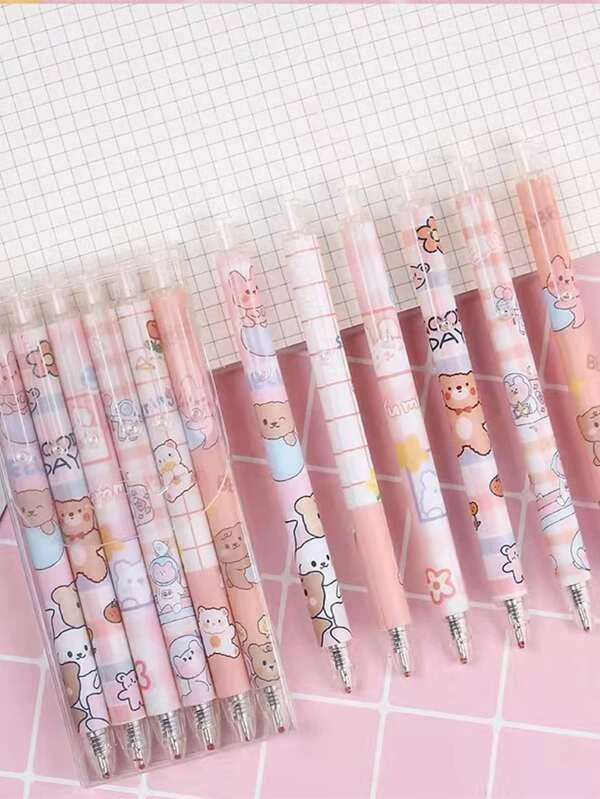 ปากกาลูกลื่น ภาพกราฟิกรูปตัวการ์ตูน สุ่ม 6 คู่ s-62