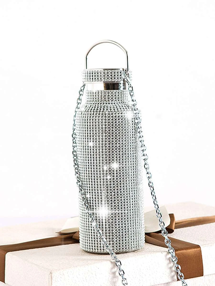 ขวดเก็บความเย็น 1 ชิ้น ติดเพชร และ โซ่ pp-1