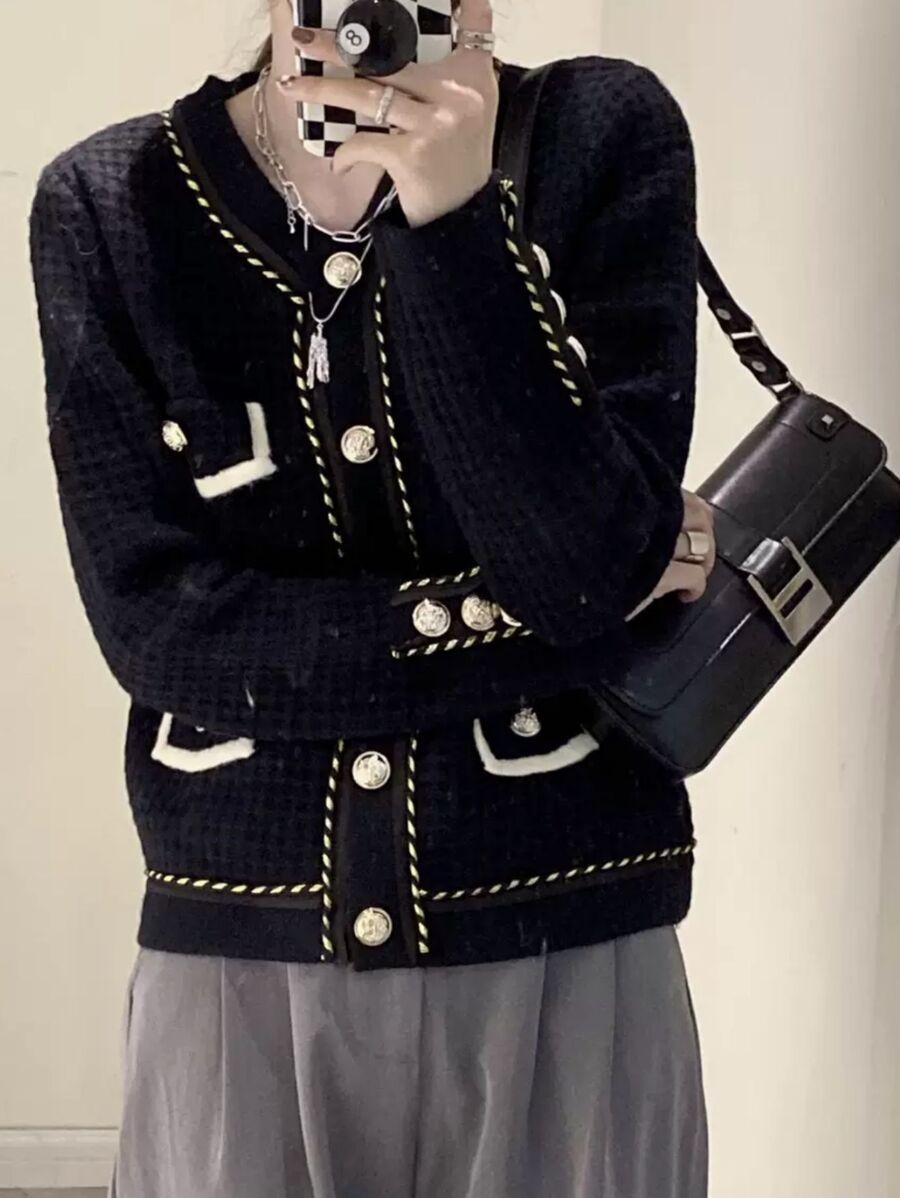 คาร์ดิแกนไหมพรม ดีเทลหรูหรา  i-11