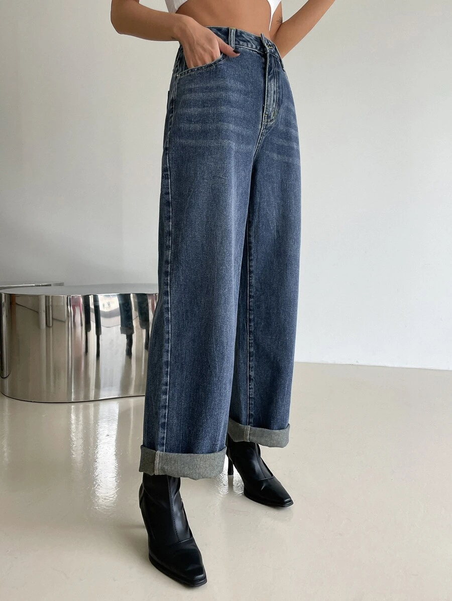 DAZY ยีนส์ เอวสูง ขากว้าง ee-63