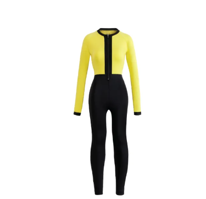 VA16-SS2023 BLACK YELLOW JUMPSUIT ชุดว่ายน้ำ แขนยาวขายาว สีเหลืองดำ มีฟองน้ำในตัวผ้าหนา กัน UV UPF 50+