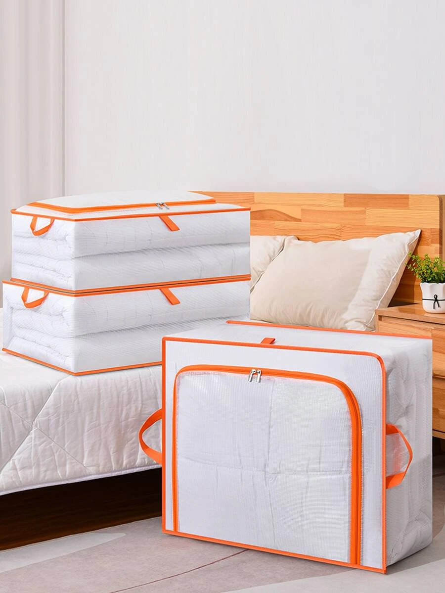 กระเป๋าเก็บผ้านวม ขอบผูก บล็อกสี 1 ชิ้น gg-17