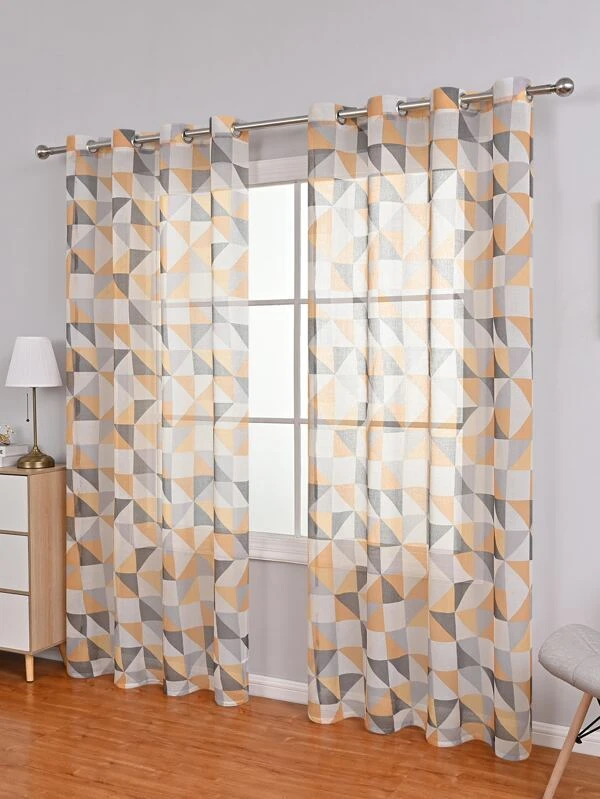 ผ้าม่าน ผ้าโปร่ง สไตล์ เรขาคณิต  002