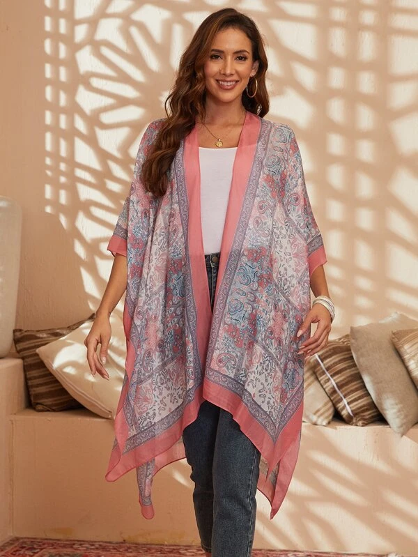 กิโมโน พิมพ์ ลายลูกน้ำ แขนค้างคาว  mm-119