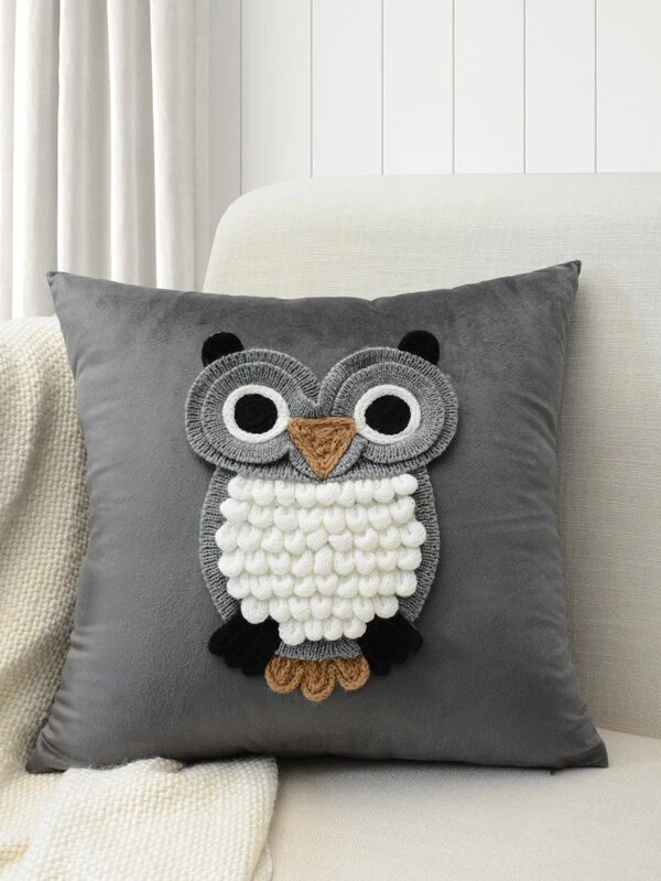 หมอนอิง ลายนกฮูก ถักโครเชต์  a-53