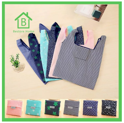 UTI96-BestoreHome ถุงเก็บของ ถุงผ้าพับได้ สตรีที่พับเก็บได้รีไซเคิล