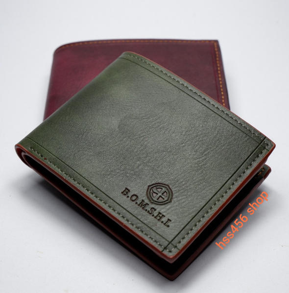 TOP43-กระเป๋าสตางค์ ผู้ชาย Bomshi ขนาดเล็ก # K-012 หนังสี