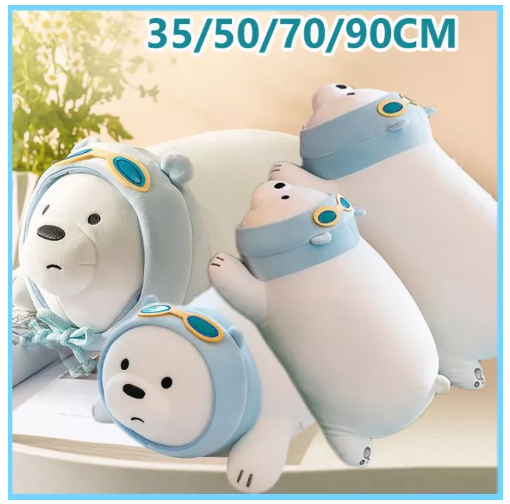 KID67-35/50/70/90cm หมอนหมี We Bare Bears ตุ๊กตาหมีสีขาว ของขวัญตุ๊กตาสุดน่ารัก