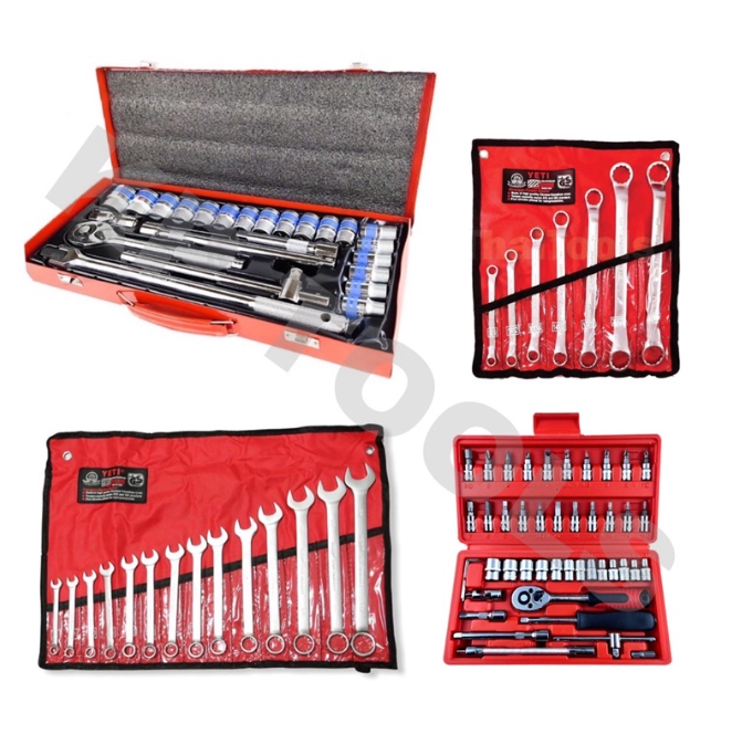 M-06 ชุดบล็อก 24 ชิ้น+ประแจYETI+แหวนคู่YETI+ชุดบล็อก2หุน 46 ชิ้นใช้งานหนัก ได้4อย่าง