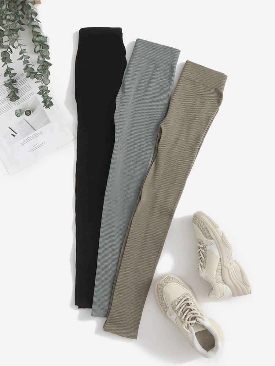 เลกกิ้งกีฬา ยืดสูง ถักแบบซี่โครง 3ชิ้น aa-42