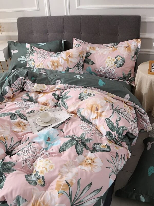 ชุดปลอกผ้านวมลายดอกไม้ไม่มีฟิลเลอร์ t-34