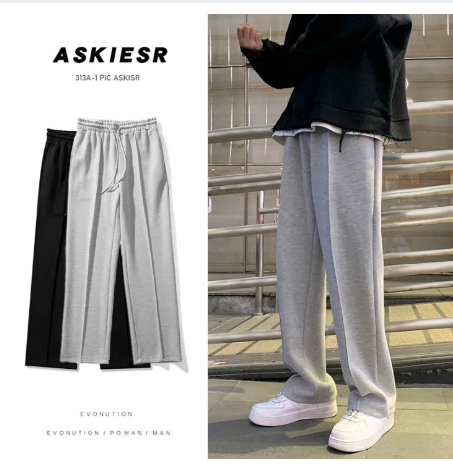 FJ75-สายรัด Sweatpants ผู้ชายแฟชั่นสบายๆกว้างขากางเกงชาย Streetwear หลวมกางเกงขาทรงกระบอก Mens Joggers กางเกง S-6XL