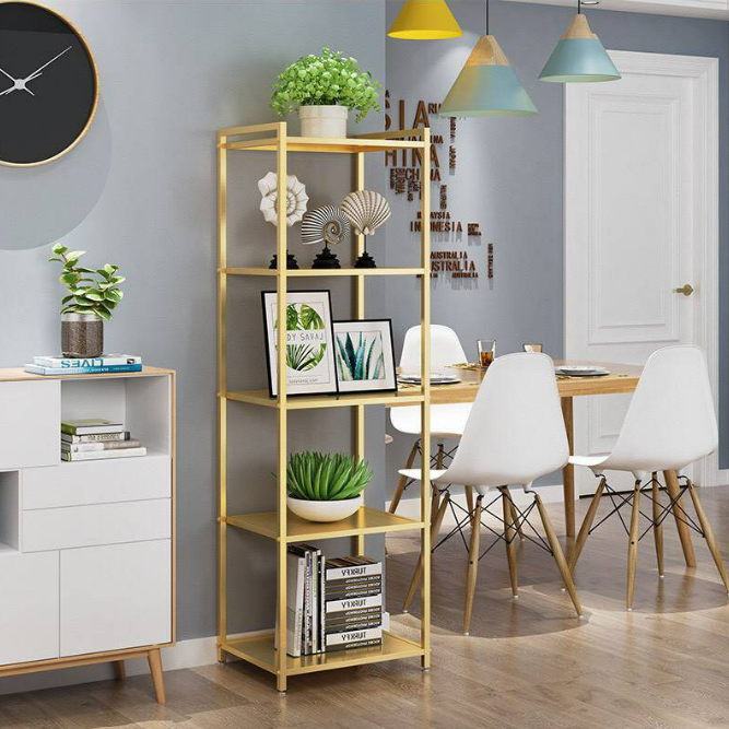 (F-008) ชั้นวางทรงสูง 5ชั้นสีทอง วัสดุเหล็กอย่างดี แข็งแรง วางของตกแต่งบ้าน สวยมากค่า