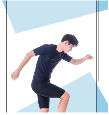 BIG28-เสื้อว่ายน้ำผู้ชายแขนสั้น เสื้อมีซับใน สกรีนsportตรงหน้าอก