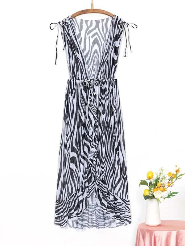 กิโมโน ลาย ม้าลาย เชือกรูดที่เอว  mm-126