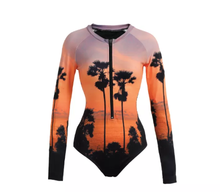 VA24-PEDD BODYSUIT ชุดว่ายน้ำ บอดี้สูทแขนยาว มีฟองน้ำในตัวผ้าหนา กัน UV UPF 50+