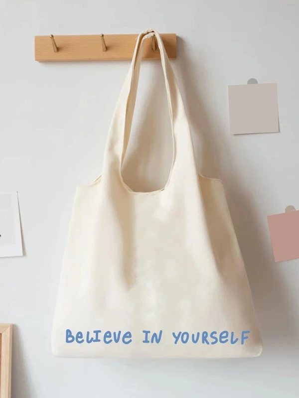 กระเป๋าช้อปปิ้ง ผ้าใบ พิมพ์ สโลแกน n-83