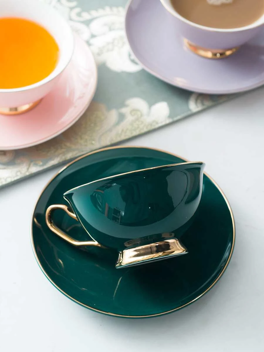 2 ชิ้น/เซ็ต 200ml แก้วมัค & สไตล์ยุโรป เมทัลลิค ตัดแต่ง แก้วมัค เซ็ต สำหรับ บ้าน  oo-165