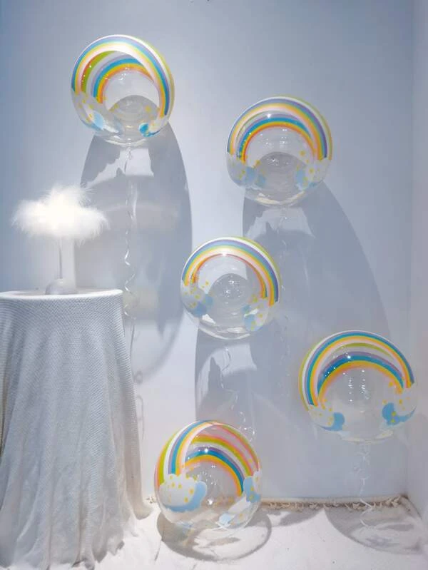 ลาย รุ้ง ลูกโป่ง 5 ชิ้น p-50