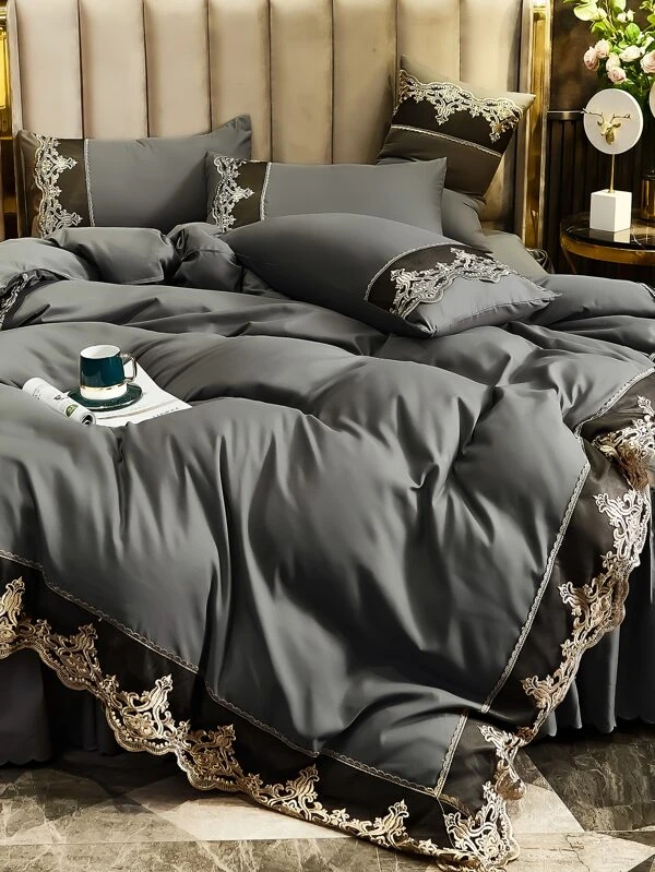 ชุดปลอกผ้านวมรายละเอียดการเย็บปักถักร้อย ไม่มีฟิลเลอร์ t-95