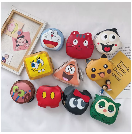 BAG99-กระเป๋าสะพายข้างmini กระเป๋าสตางค์ กระเป๋า PU กระเป๋าสะพายไหล่ ใส่เหรียญได้ ลายการ์ตูนสัตว์น่ารัก A526
