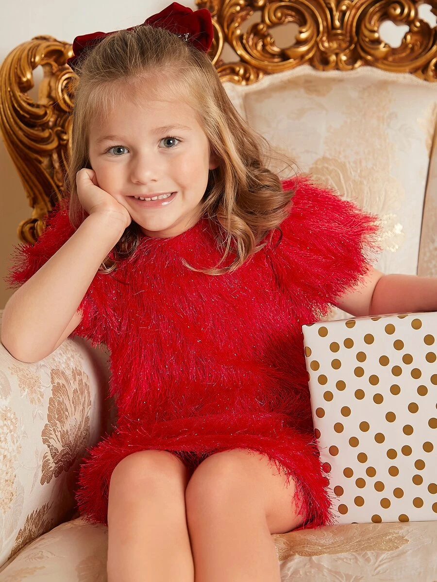 เด็กผู้หญิง เดรส แขนพอง ปุย 1 ชิ้น a-7