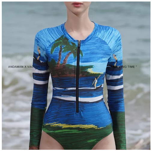 S86 SURF VACATION COLLECTION V ACTIVEWEAR X ANDAMAN BODYSUIT ชุดว่ายน้ำแขนยาวซิบหน้า มีฟองน้ำในตัวผ้าหนา กัน UV UPF 50+ ซับในทั้งตัว