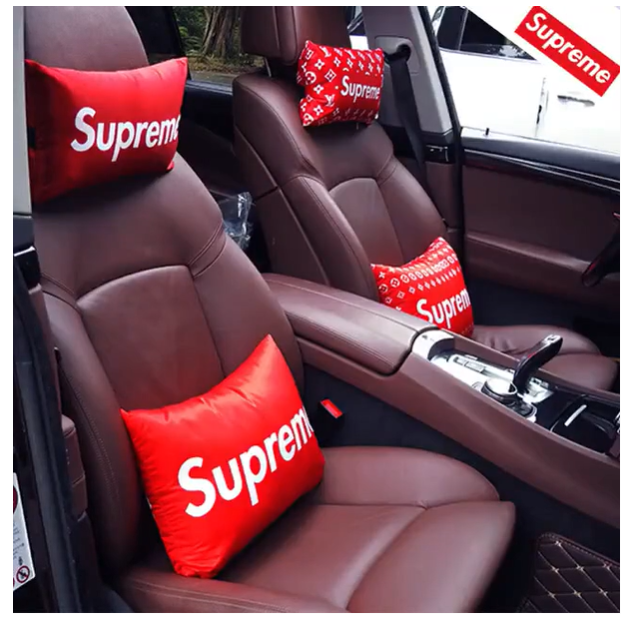 GX146-Supreme พนักพิงศีรษะรถยนต์ สีแดง/สีดำ
