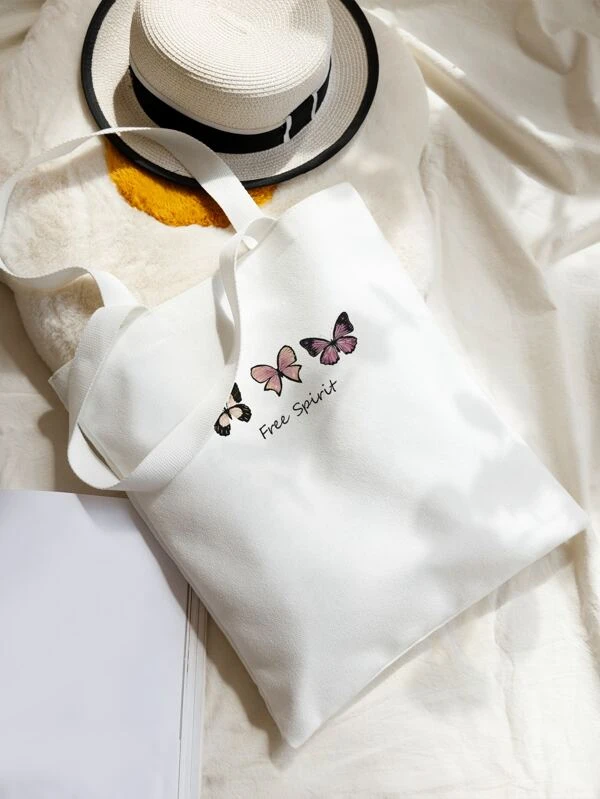 กระเป๋าช้อปปิ้ง พิมพ์ลาย ผีเสื้อ & ตัวอักษร b-18