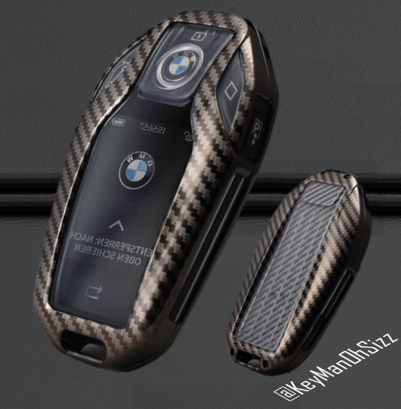 K30-เคสโลหะรีโมท BMW LCD Screenัสดุคุณภาพโลหะ Alloy ลายเคฟล่า และปกป้องด้านหน้า หลัง และปุ่ม วัสดุใส TPUถนอมรีโมท